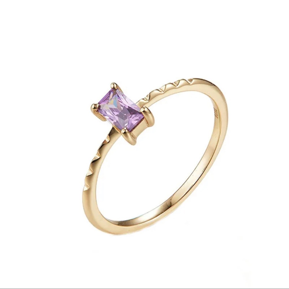 925 Silver Purple Amethyst Dainty Ring - Picture 5 of 7